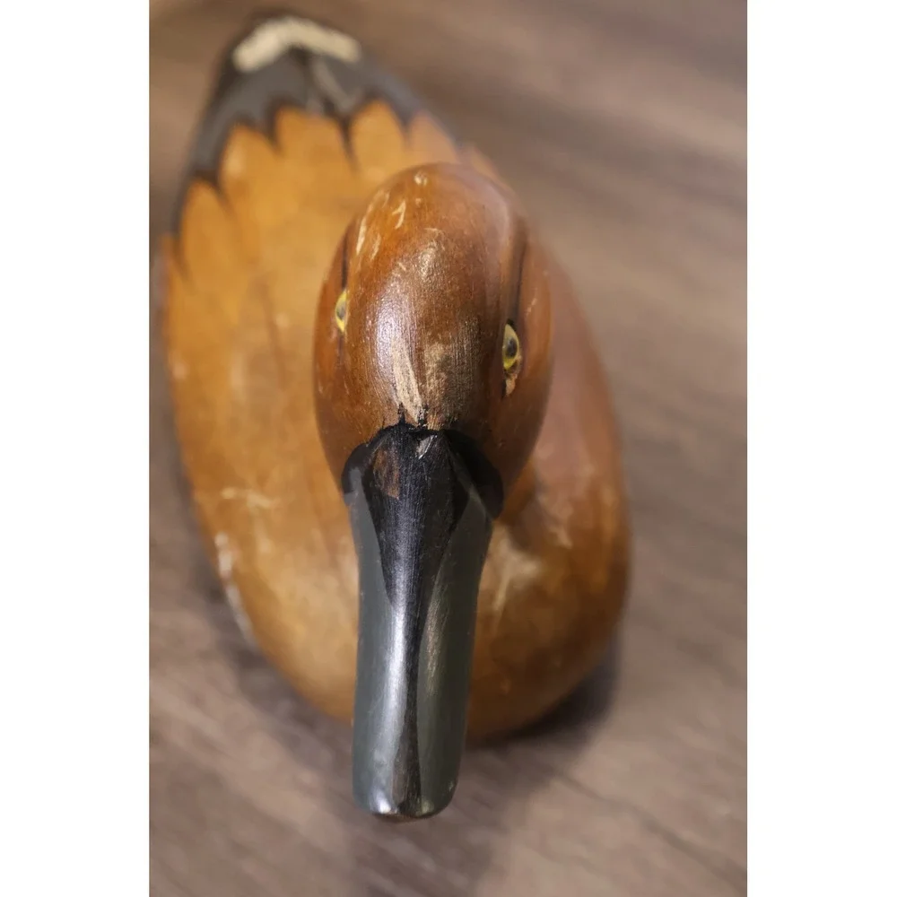 Vintage American Handmade Hand Painted Wooden Duck Decoy Glass Eye 12